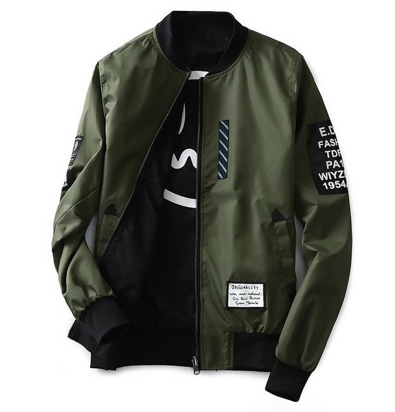

xingdeng bomber both side jacket men pilot with patches green wear thin pilot delicate stand-neck clothes men wind breaker coat, Black;brown