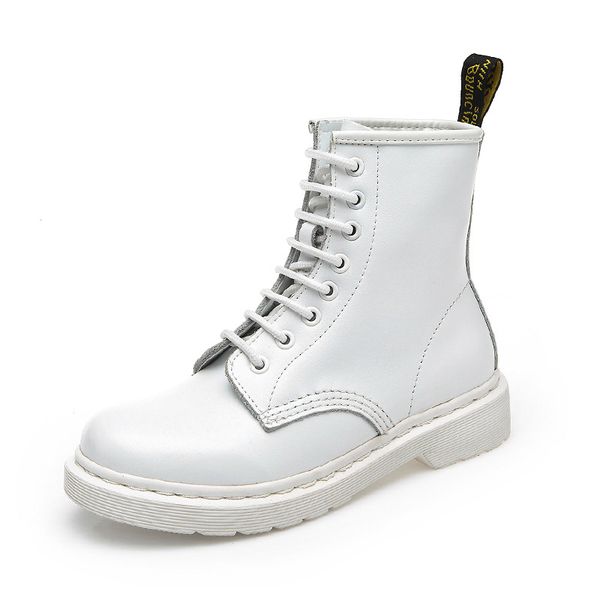 

women boots dr boots full grain genuine leather shoes white high motorcycle autumn winter shoe woman snow st486, Black