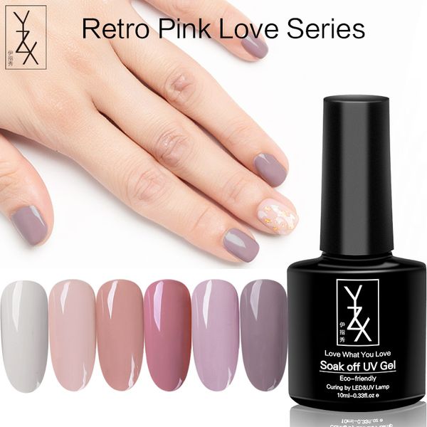 

yxz retro pink love nail gel series uv varnish enamel primer coat 10ml enamel lotus root starch nail gellak nails art polish, Red;pink