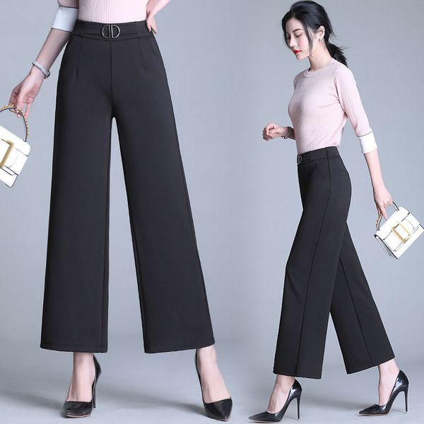 

drape loose pants women's spring and summer capri pants 2019 new style business commuting high-waisted loose-fit suit casual, White;black