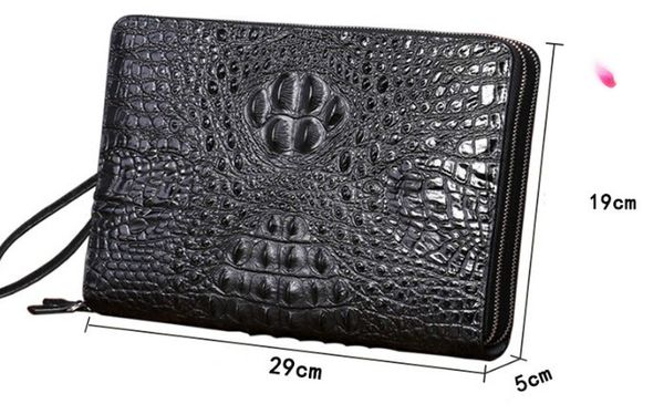 Luxury Men Clutches Borse da lavoro in vera pelle di coccodrillo borse da lavoro portamonete 29x19x3cm doppie cerniere scatch rigide