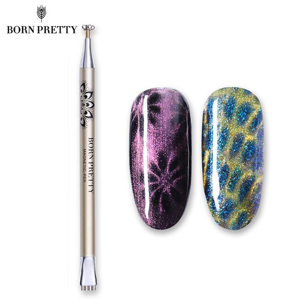 

born pretty flower strip pattern cat eye magnetic stick for uv gel lacquer dual-ended gel varnish nail art tool, Red;pink