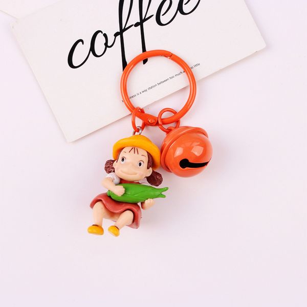 

cartoon anime resin my neighbor totoro keychain fashion heart pig leopard mei key chains bell keyring car charms key pendant gif, Silver