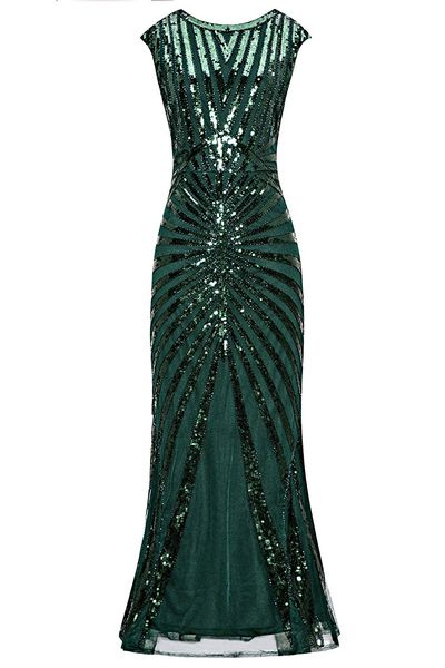 

quality 1920s flapper vintage sequined mermaid hem formal flapper roaring 20s great gatsby party evening long dress, White;black