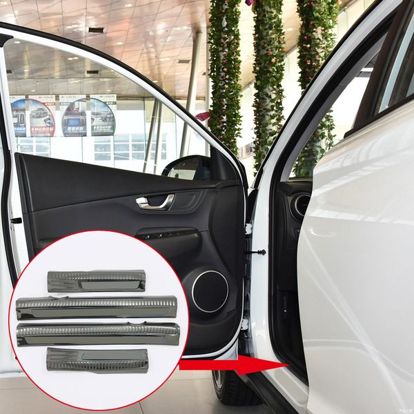 

car styling accessories 4pcs stainless steel inner door sill scuff threshold plate cover trim for hyundai kona 2017 2018