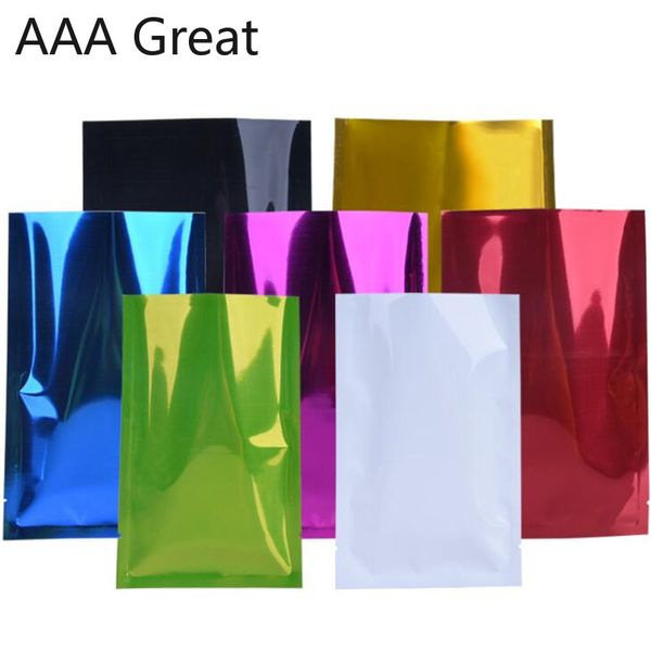 

100pcs/lot open foil mylar bags vacuum heat sealer foil pouch for dried food heat sealable aluminum foil vacuum baggie flat