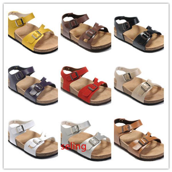 

brand flat heel sandals with buckle for men women wholesale summer beach casual shoes genuine leather slippers