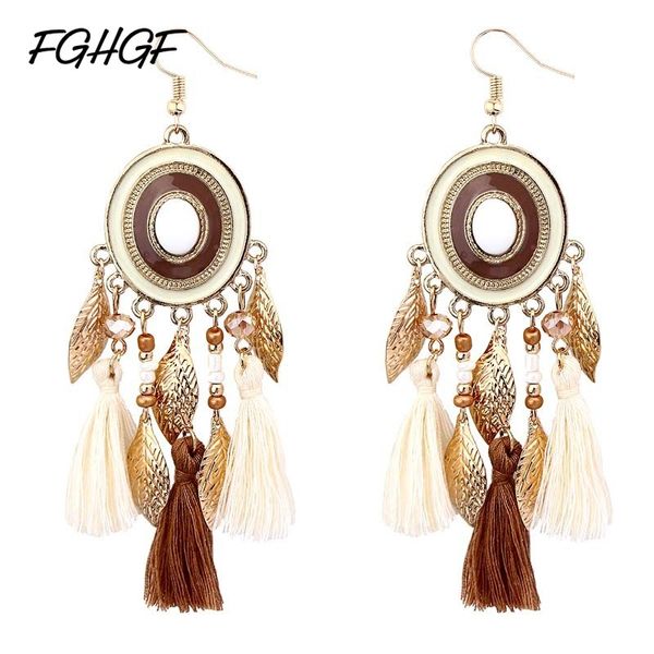 

fghgf bohemian long statement tassel drop earrings luxury resin beads tassel earrings for women 4 color choice dangle, Silver
