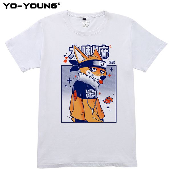 

yo-young anime t-shirts naruto ninelamas print 100% cotton summer streetwear tees for young homme customized, White;black
