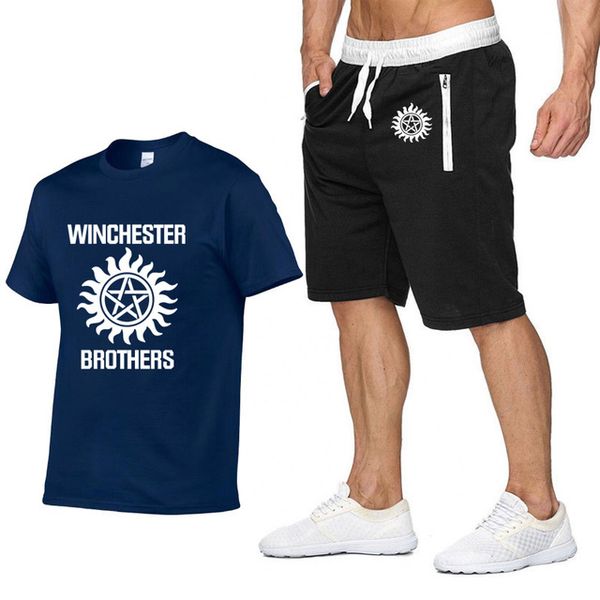 

supernatural tshirt men summer winchester brothers print fashion casual cotton short sleeve men t shirts pants suip