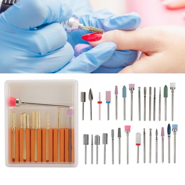 

nail art grinding dead skin removal nail drill bits sanding polishing set, Silver