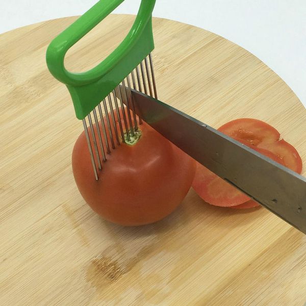 

лук овощи slicer резки томатный slicer держатель для резки aid руководство нарезка cutter безопасный вилка лук cutter кухонные принадлежност