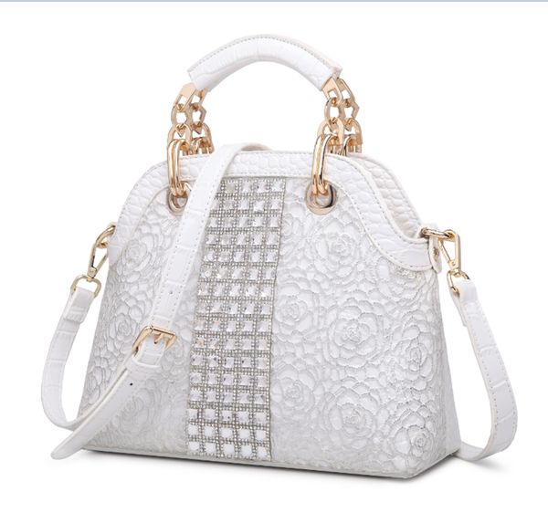

luxury fashion diamonds women handbags crocodile pattern leather crossbody female shoulder shell bag rhinestone messenger bags