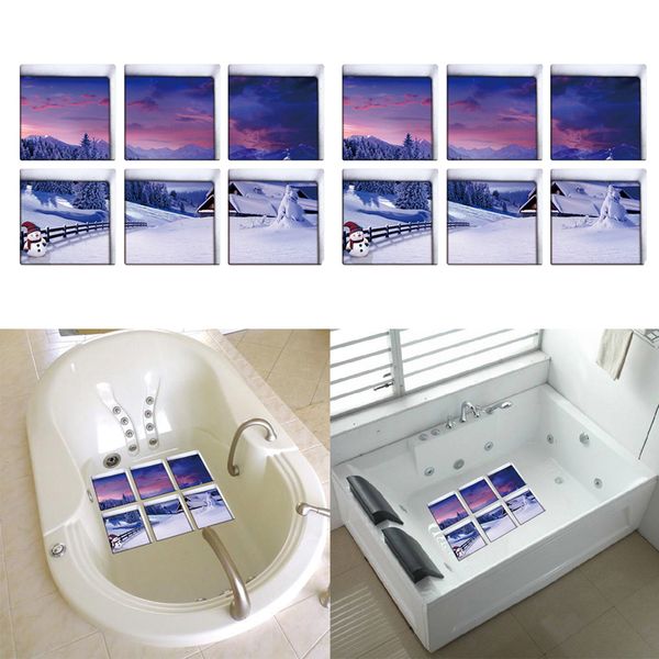 

12pcs anti-slip bathtub stickers tub appliques snow scenery