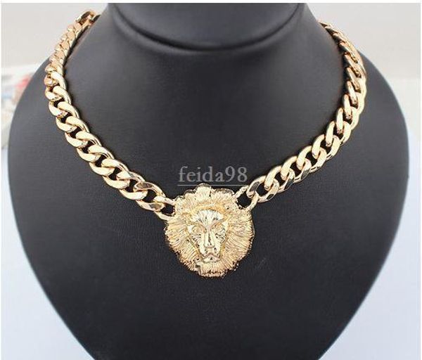 

big gold necklace for women animal head necklaces fashion gold chunky chain gold women, Silver