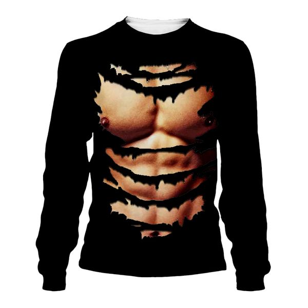 

sonspee бодибилдинг сымитированный muscle 3d фуфайки повседневный nude skin сундук смешные мужские рубашки hoodie женщин пуловер с длинным р, Black