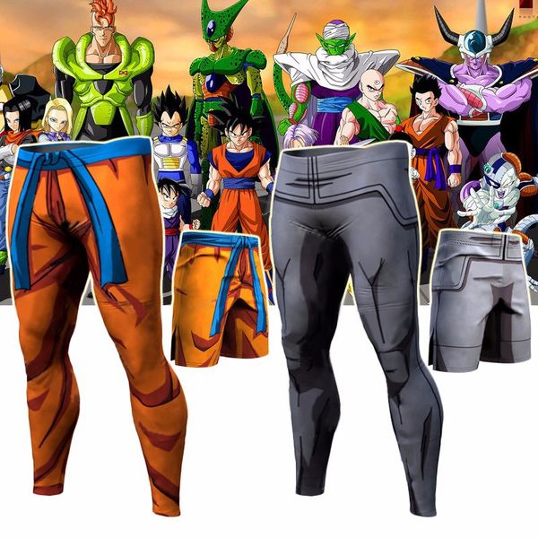 

trending pants dragon ball pants compression trousers fitness quick dry pant tight 3d dragon ball z anime men vegeta goku pant, Black