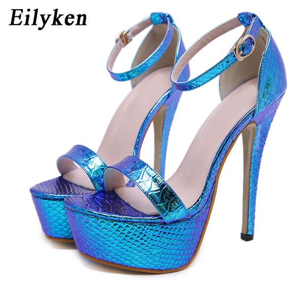 

eilyken 2020 new snake grain buckle strap women sandals pumps fashion solid wedding lady shoes thin heels women gladiator shoes, Black