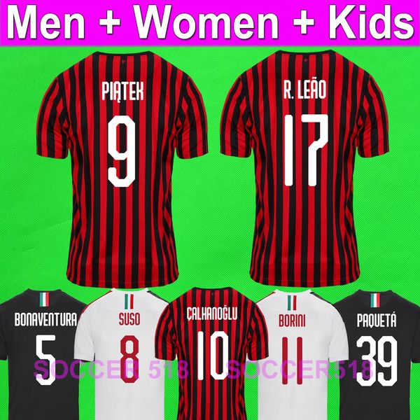 

rafael leão 2019 2020 ac milan soccer jerseys piatek paqueta 19 20 kids kit camiseta de fútbol suso bakayoko maillot de football shirts leao, Black;yellow