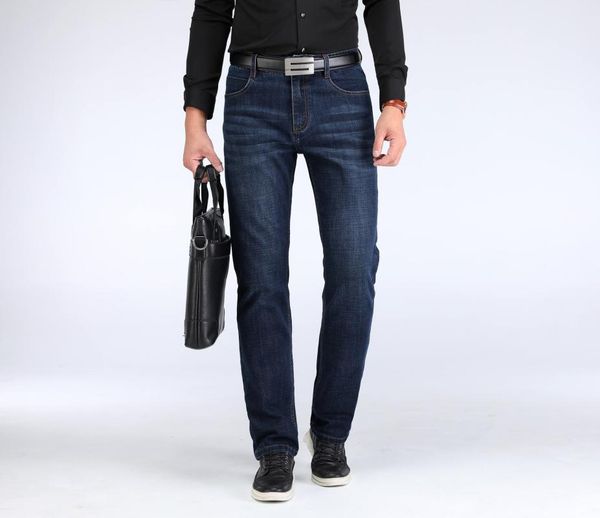 

men autumn and winter stretch denim trousers 2018 new style cotton loose and plus-sized business casual pants men's trousers, Blue