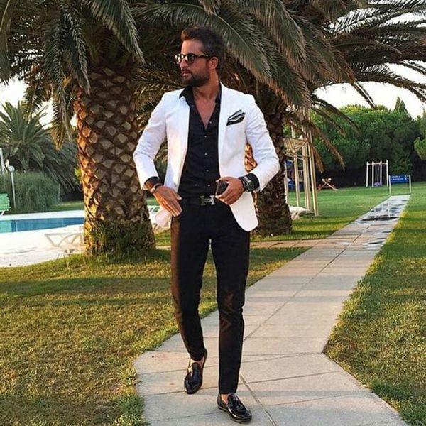 

summer casual business men suits pants white male outfit latest design wedding tuxedo costume homme groomsmen blazer 2piece trajes de hombre, Black;gray