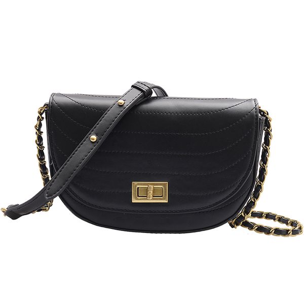 

191212 ivog new arrival everyday ladies small messenger crossbody handbag black geometric saddle bags for women 2019