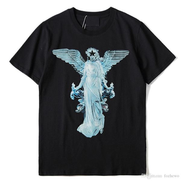 

новые мужчины дизайнер майка женщин париж бренд одежды tshirt богородица махая крыльями печататься тенниску высокого качества 100% хлопок му, White;black