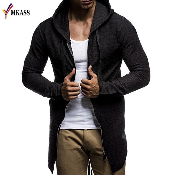 

new men hooded sweatshirts hip hop mantle hoodies fashion jacket long sleeves cloak man's coats outwear, Black