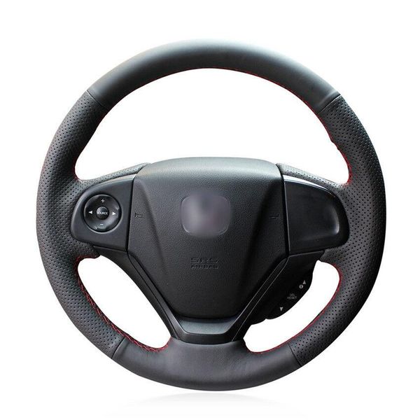 

for honda cr-v 2012-2016 black artificial leather hand-sewn steering wheel cover