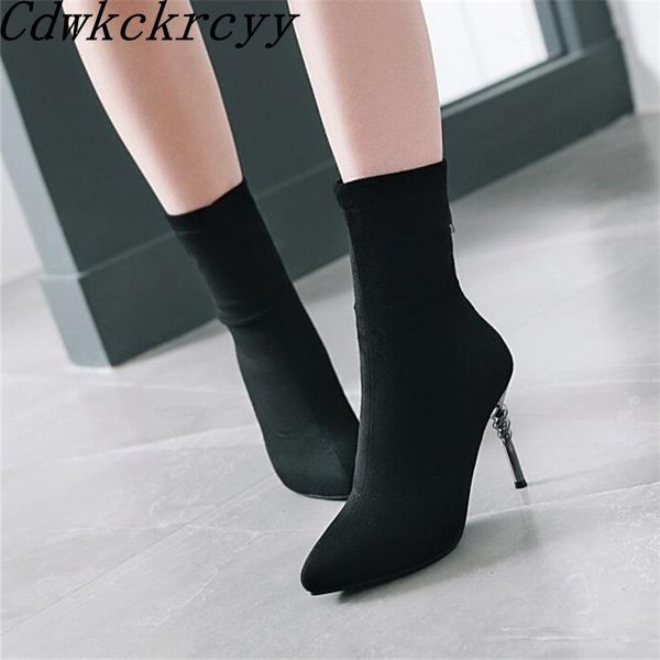 

winter new pattern fashion europe and america cusp black thin leg short boots fine heel add wool keep warm women boots