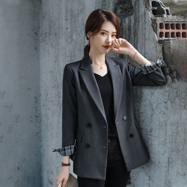 

women's single coat 2019 autumn new temperament casual fashion slim thin solid color double-breasted small suit women's shirt, White;black