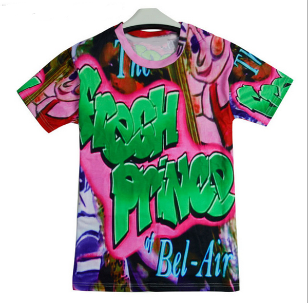 

summer style fashion mens/womens bel air funny 3d print casual t-shirt abcq00184, White;black