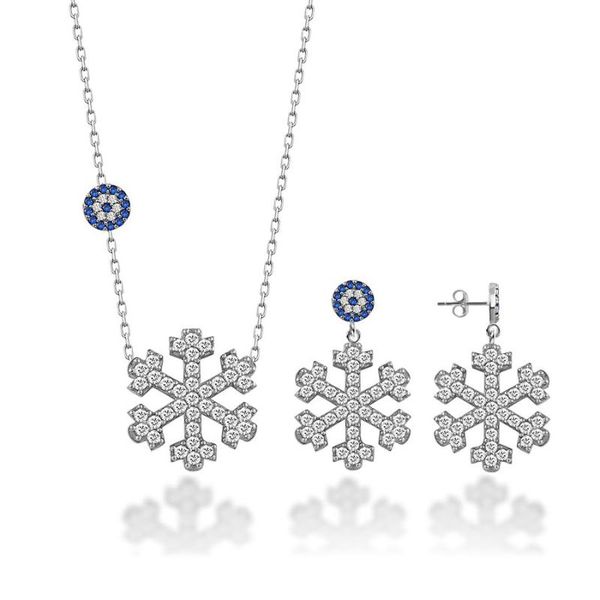 

925 серебряные серьги sterling снежинка ожерелье, Silver