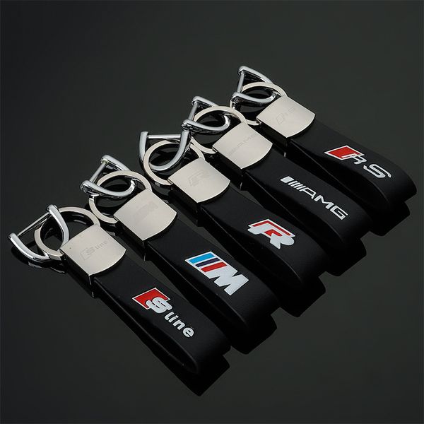 

designer 3d car keychain m performance s line for bmw m3 m5 e36 e39 f10 f30 for benz amg audi a4 a6 a8 q3 q7 metal key ring auto key chain, Silver