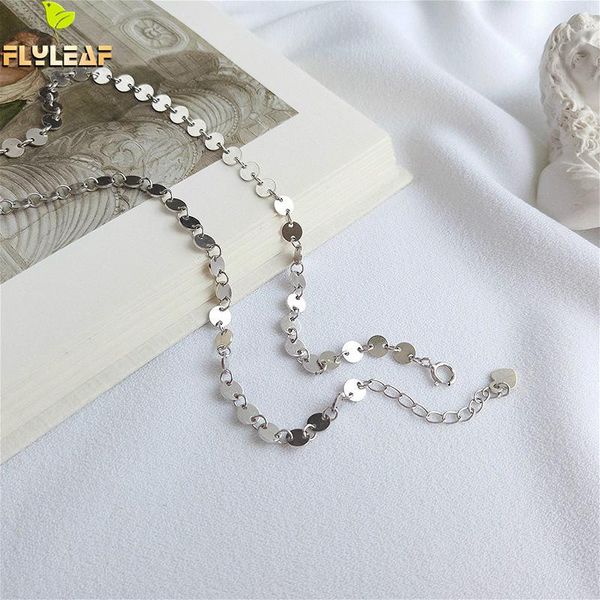 

flyleaf ins style round piece necklaces & pendants 100% 925 sterling silver necklace for women fashion chain fine jewelry simple