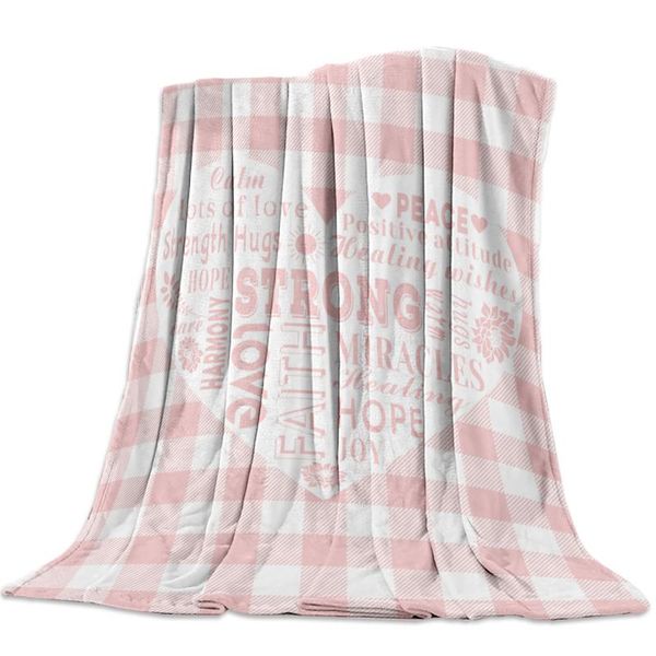 

pink white grid love healing words blackthrow blanket sofa bed throw blanket kid warm for beds coral fleece fabric