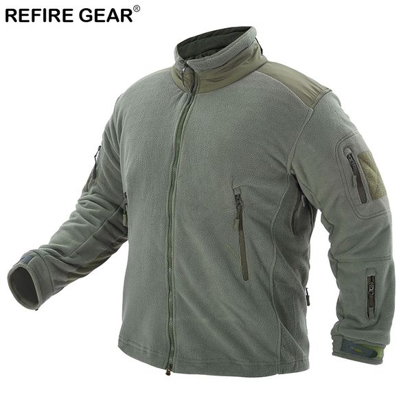 

refire gear new outdoor fleece jacket men thermal fleece warm long sleeve outerwear jacket camping fishing hunting climbing men, Blue;black