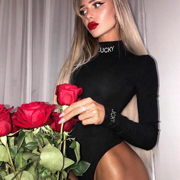

women's jumpsuits & rompers autumn printed slim high collar plus velvet long sleeve jumpsuit, Black;white