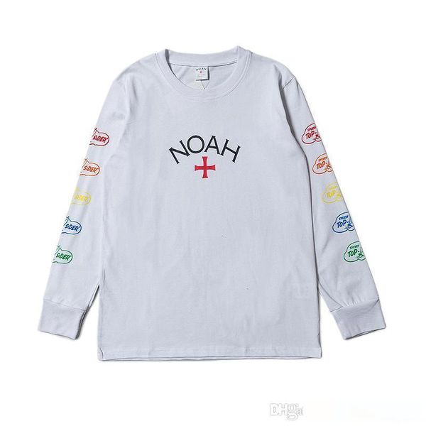 

2019 new noah red cross round neck long-sleeved t-shirt autumn casual loose youth men's bottom coat high quality, White;black