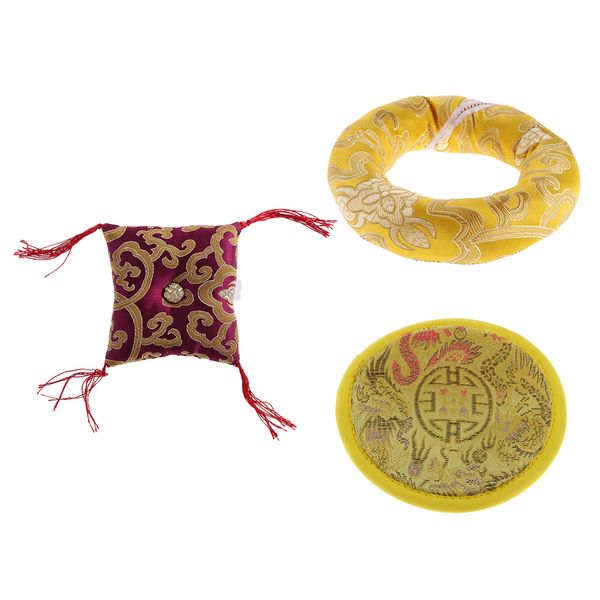 

3pcs handmade nepal tibetan cushion for singing bowls 10cm random color #1