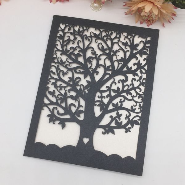 

20pcs hollow laser cut honey wedding invitation card supplies party decoration marriage anniversary party greeting cards, Black