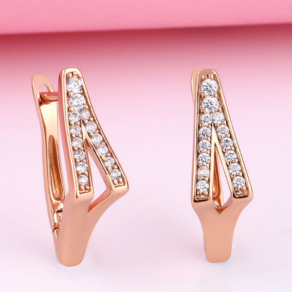 

new hollow stereoscopic geometric rose gold earrings with stones zircon drop earrings for women 2020 ers-t08, Golden;silver