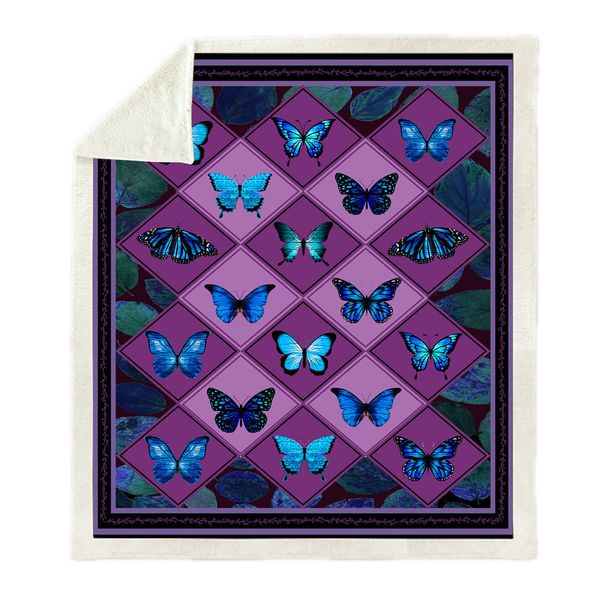 

softbatfy purple butterly fleece throw blanket sofa bedding blankets drop ship