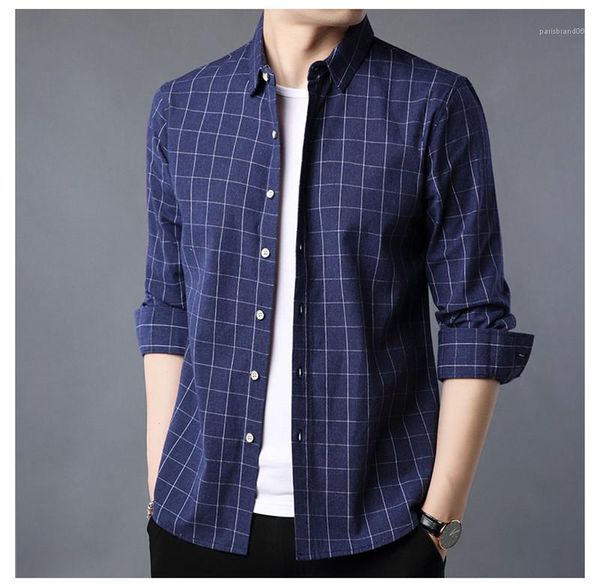 

shirt fashion lapel neck slim fit casual clothing male designer shirt mens plaid print long sleeve, White;black