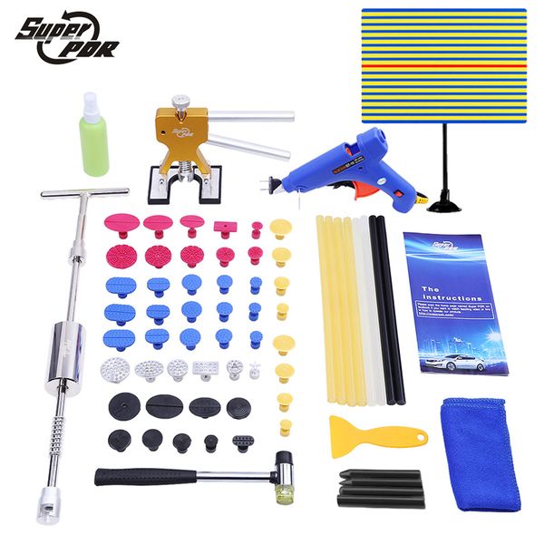 

super pdr slide hammer dent puller rubber hammer paintless dent repair tool set glue tabs led line board