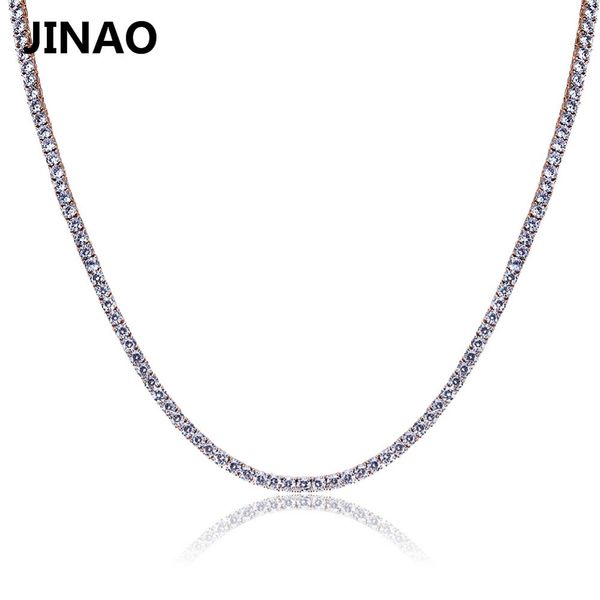 

jinao gold / silver / rosegold цвет iced out chain hip hop медная micro pave cz stone2.5-10mm теннисной цепи ожерелье