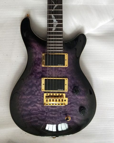 

smith se paul allender purple black quilted maple electric guitar upgrade korea tuners, pearl bat inlay, floyd rose tremolo, emg pickups