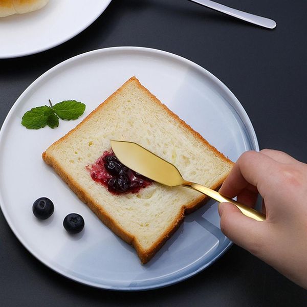 

304 stainless steel butter knife long handle jam butter spatula western tableware cream knurling knife kitchen tools fd