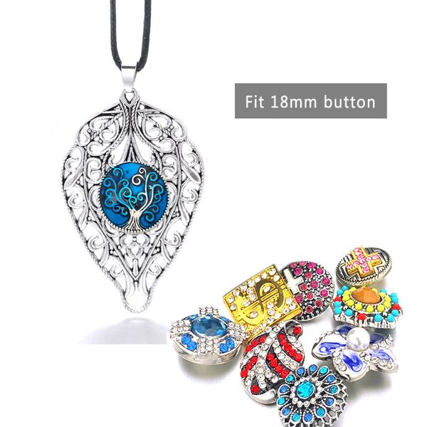 

luwellever interchangeable metal flower ginger crystal necklace 037 fit 12mm 18mm snap button pendant necklace charm jewelry for women gift, Silver