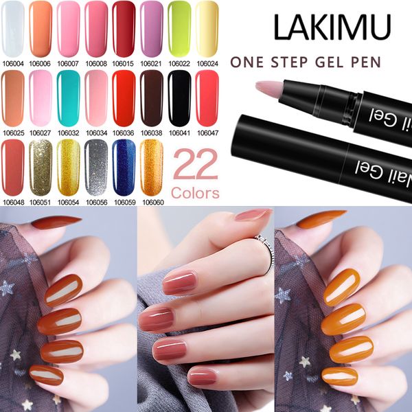 

lakimu color 3 in 1 gel nail glitter one step gel pen nails art hybrid varnish easy to use uv lacquer no need base coat, Red;pink